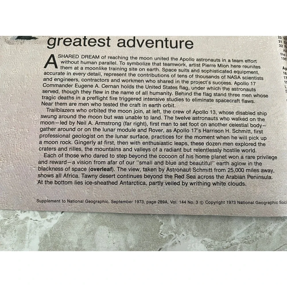1973-9‎ September TEAMMATES GREATEST ADVENTURE MOON National Geographic Map